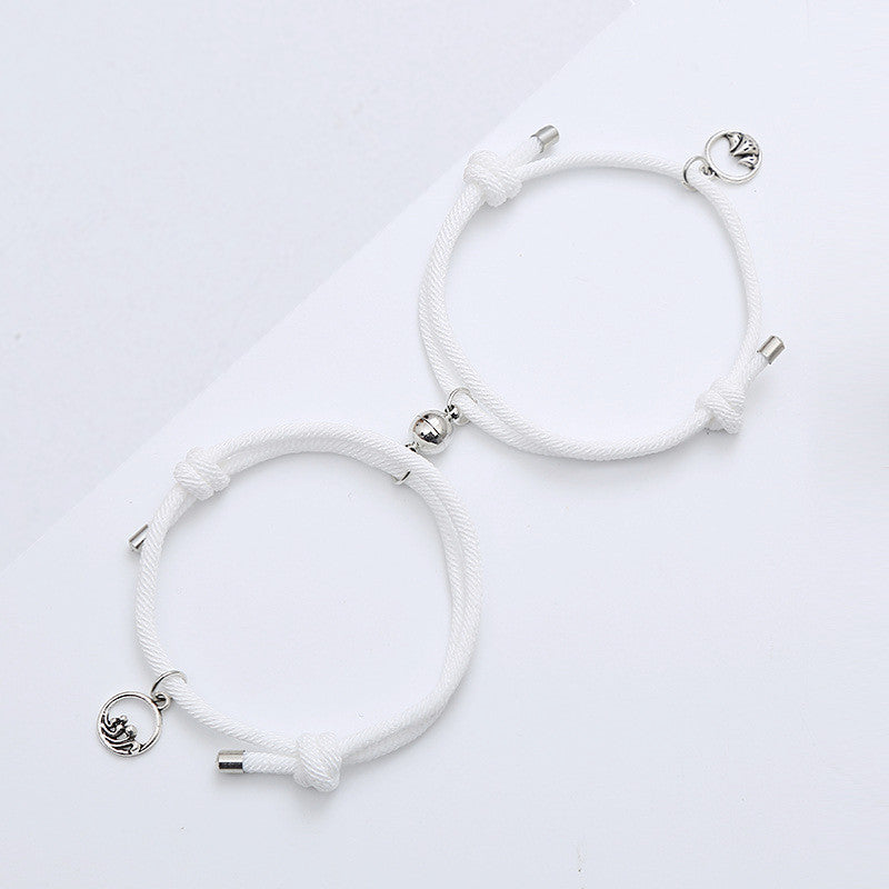 "Magnetic Attraction Couple Bracelet  Set - Hand-Braided Rope, Perfect Gift to Symbolize Love and Connection"